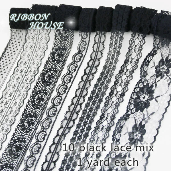 White Lace Ribbon Mix – 10 Styles 10 Yards | Craft & Gift