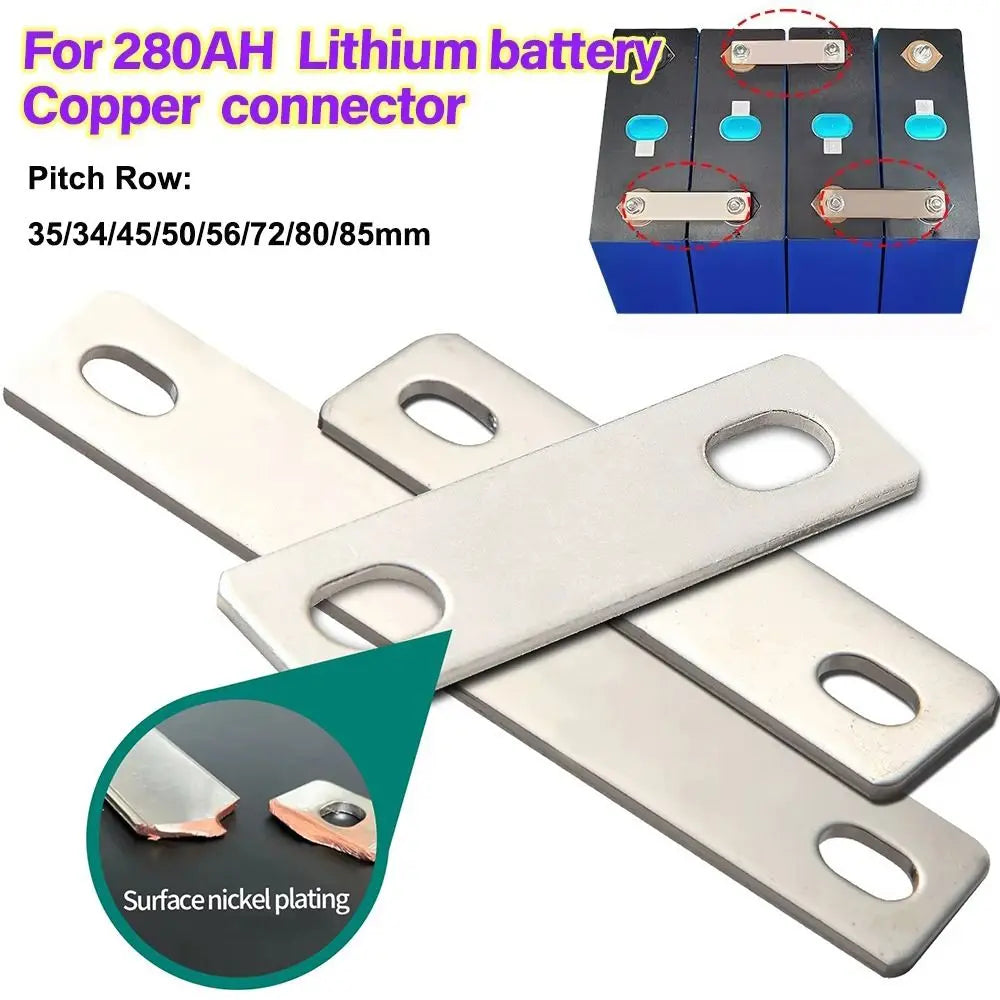 M6 Nickel-Plated Copper Bus Bar Connector for LiFePO4 Cells