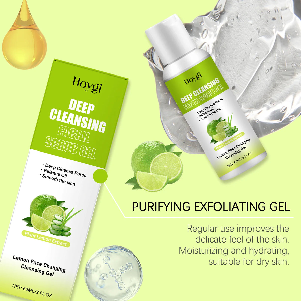 Hoygi Peach & Lemon Exfoliating Face Scrub Gel 60g
