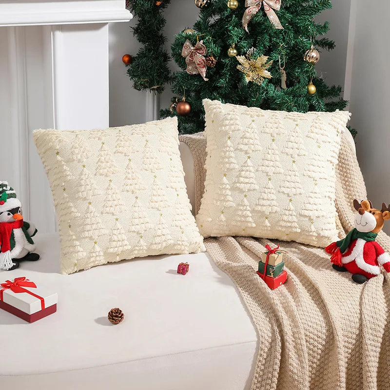 VIKAMA 3D Fluffy Christmas Tree Throw Pillow Cover | Xmas Decor