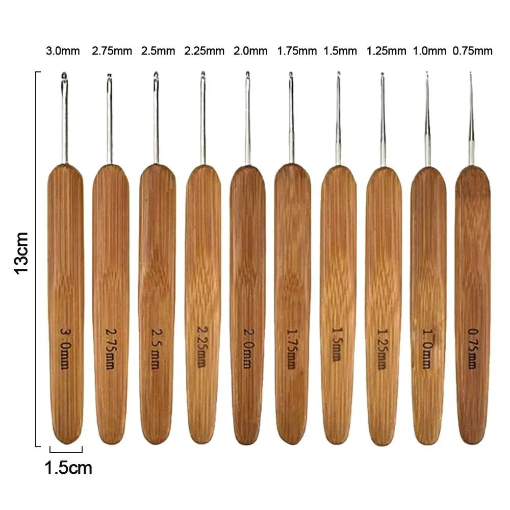 17-Size Bamboo Steel Crochet Hook Set – Lace & Fine Yarn
