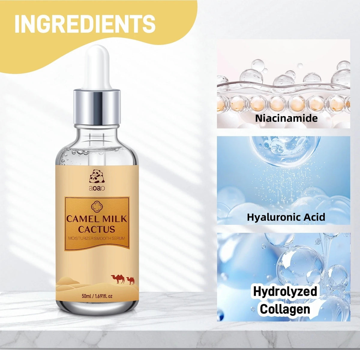Camel Milk Face Serum | Hyaluronic Acid, Purslane & Collagen