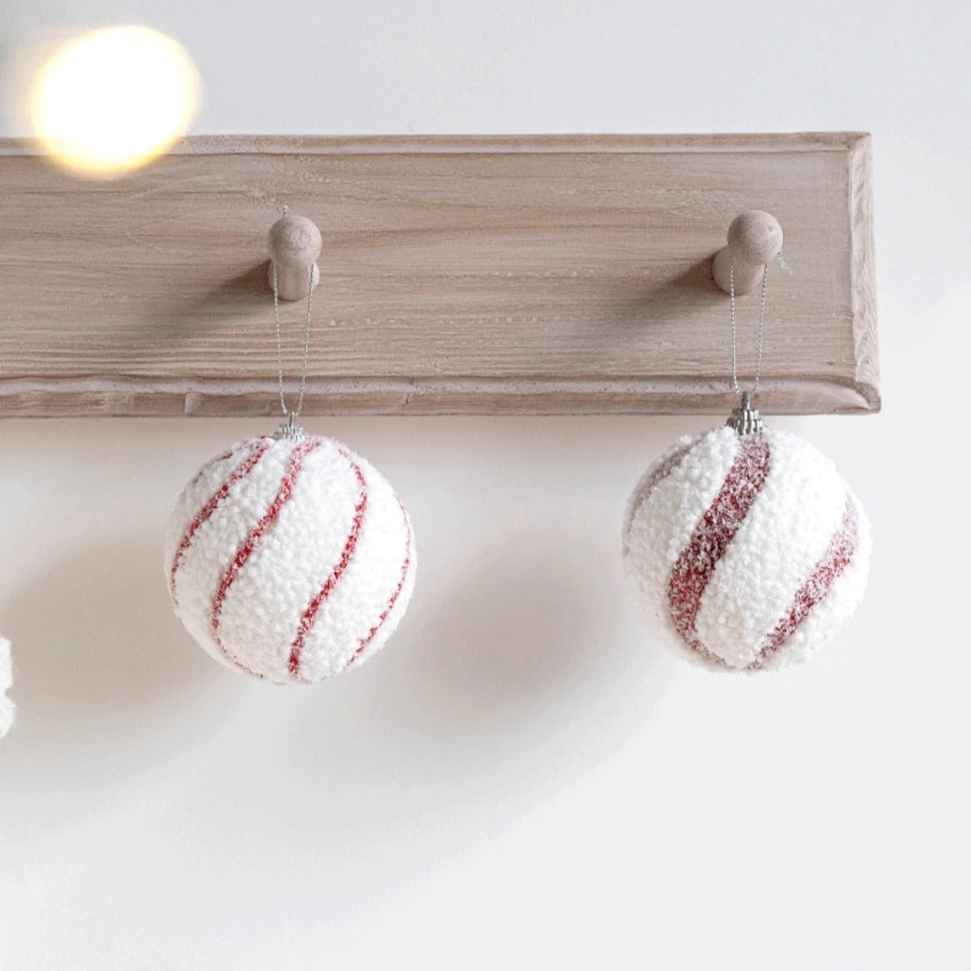 White Foam Christmas Ball Ornament 8cm | Glitter Snowball Decor