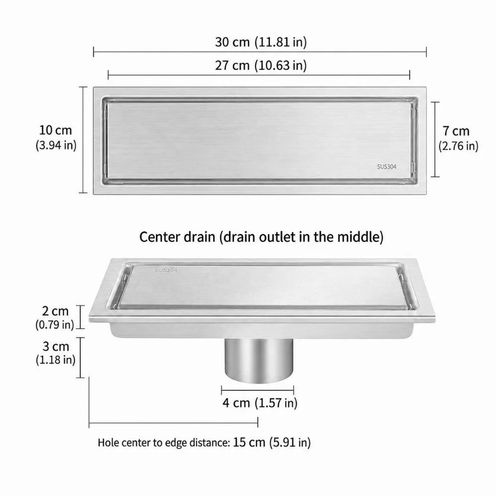 SUS304 Linear Floor Drain – Tile Insert Shower Grille
