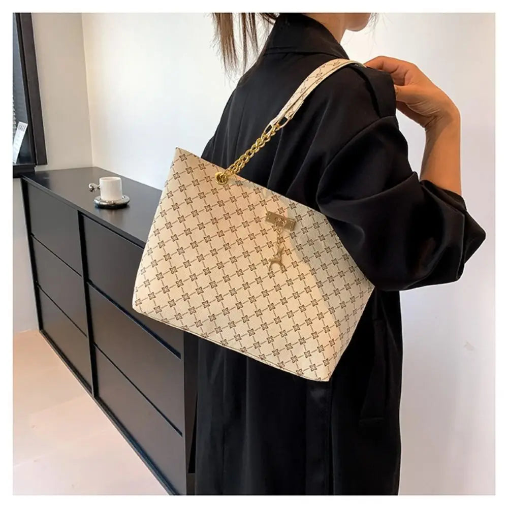 Women's PU Leather Tote Bag – Large Capacity Printed Shoulder Bag