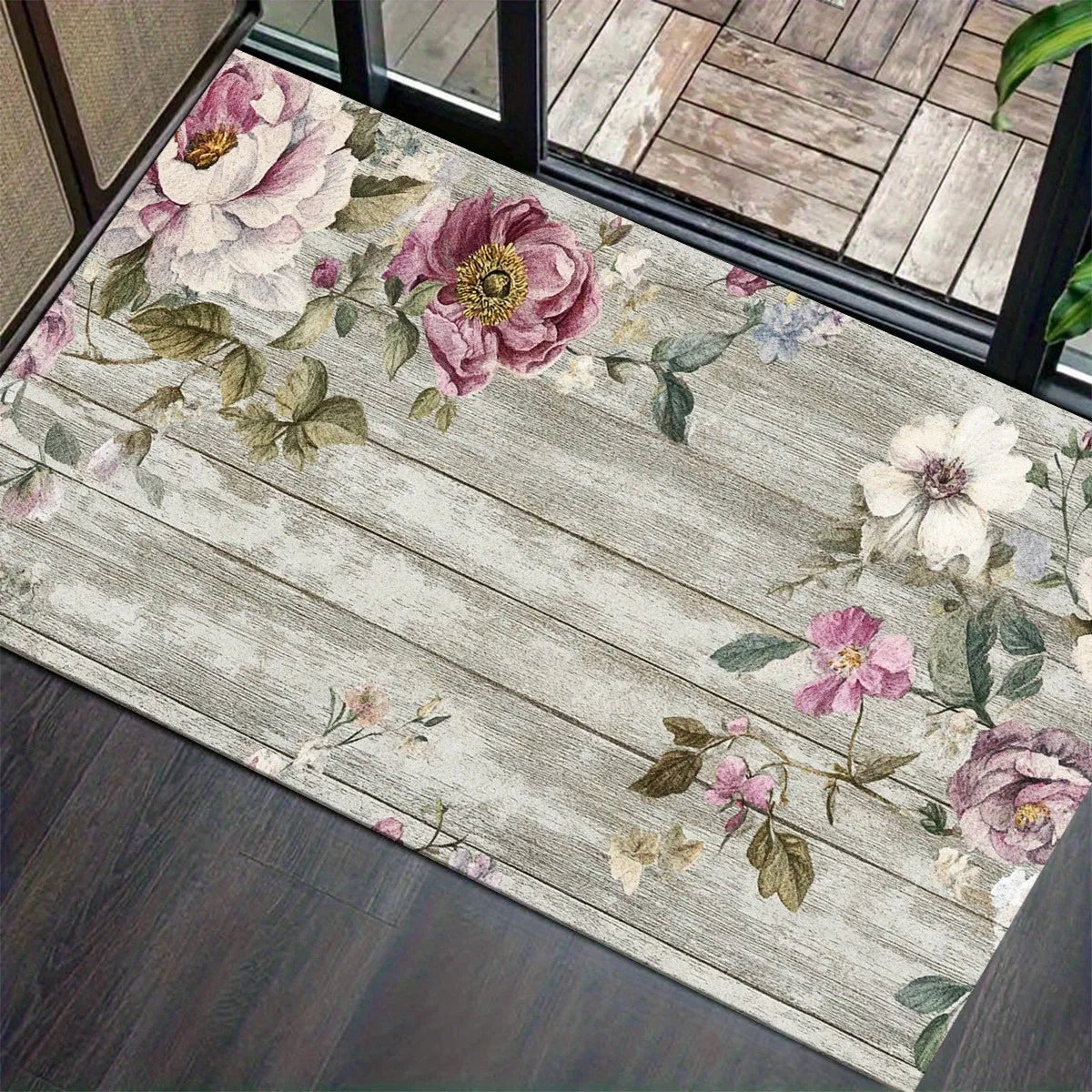 Retro Floral Anti-Slip Floor Mat | Washable Doormat 40x60cm