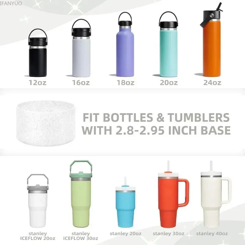Silicone Glitter Bottle Bottom Sleeve – Anti-Slip Tumbler Cover