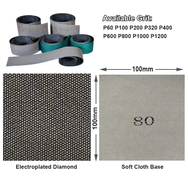 Diamond Electroplated Sanding Sheet 100x100mm | P60–P1200