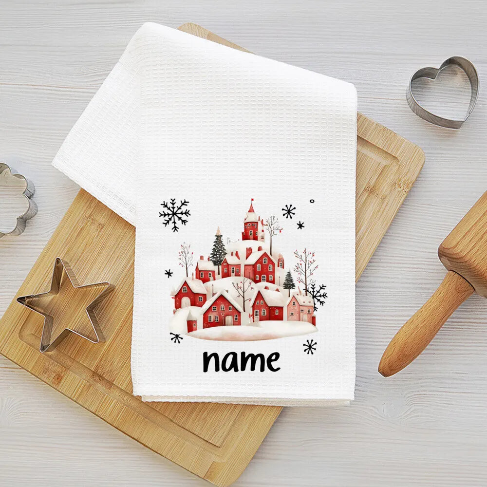 Personalized Christmas Tea Towel – Festive Holiday Kitchen Gift
