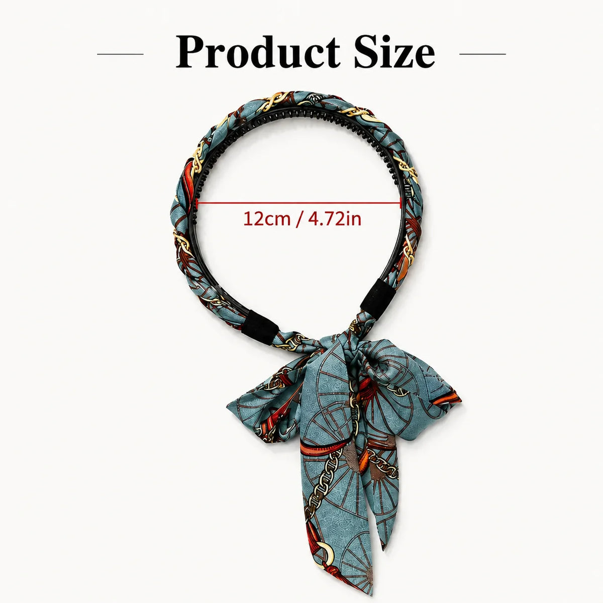 Women's Printed Scarf Bow Headband – Non-Slip Braided Hairband
