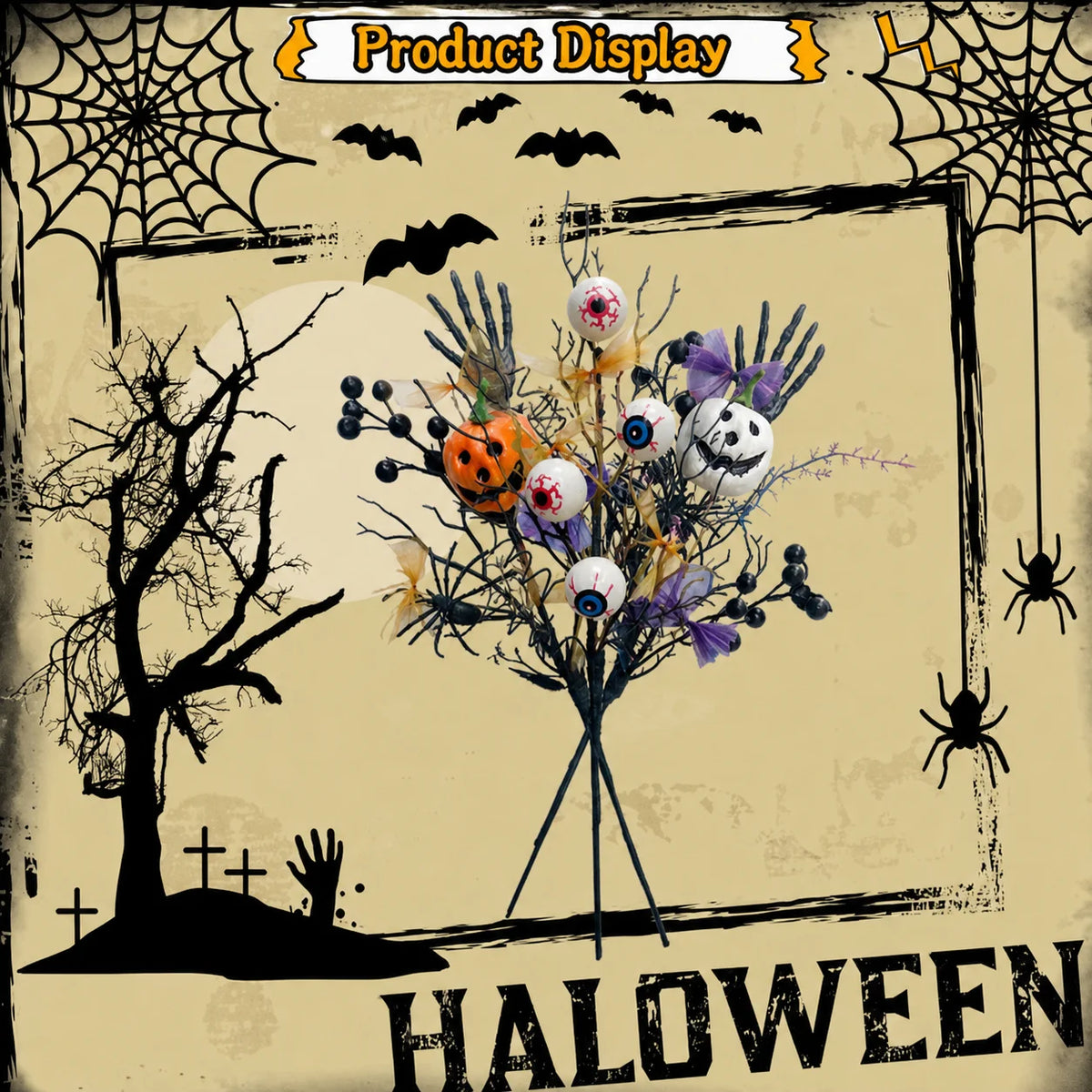 Spooky Halloween Decorative Flower Pick – Wreath & Tabletop