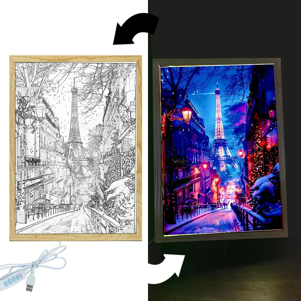 LED Light Painting Picture Frame – 3-Color Wall Art Night Lamp
