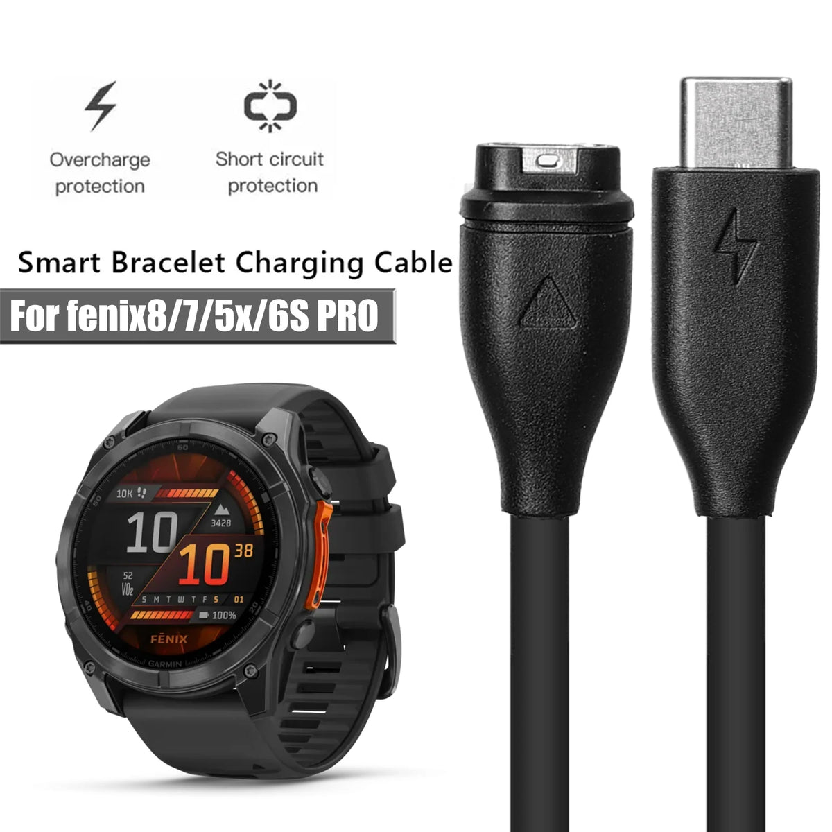 USB Type-C Charging Cable for Garmin Fenix 5X 6S 7 8 – Fast