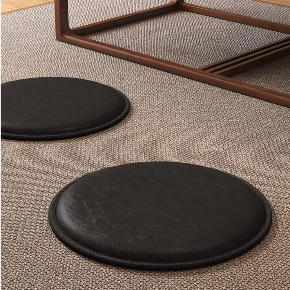 Round Leather Seat Cushion – Non-Slip Waterproof Zafu Pad