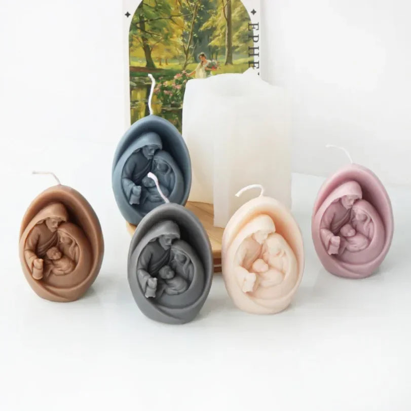 3D Jesus & Virgin Mary Silicone Mold – Candle, Soap & Resin