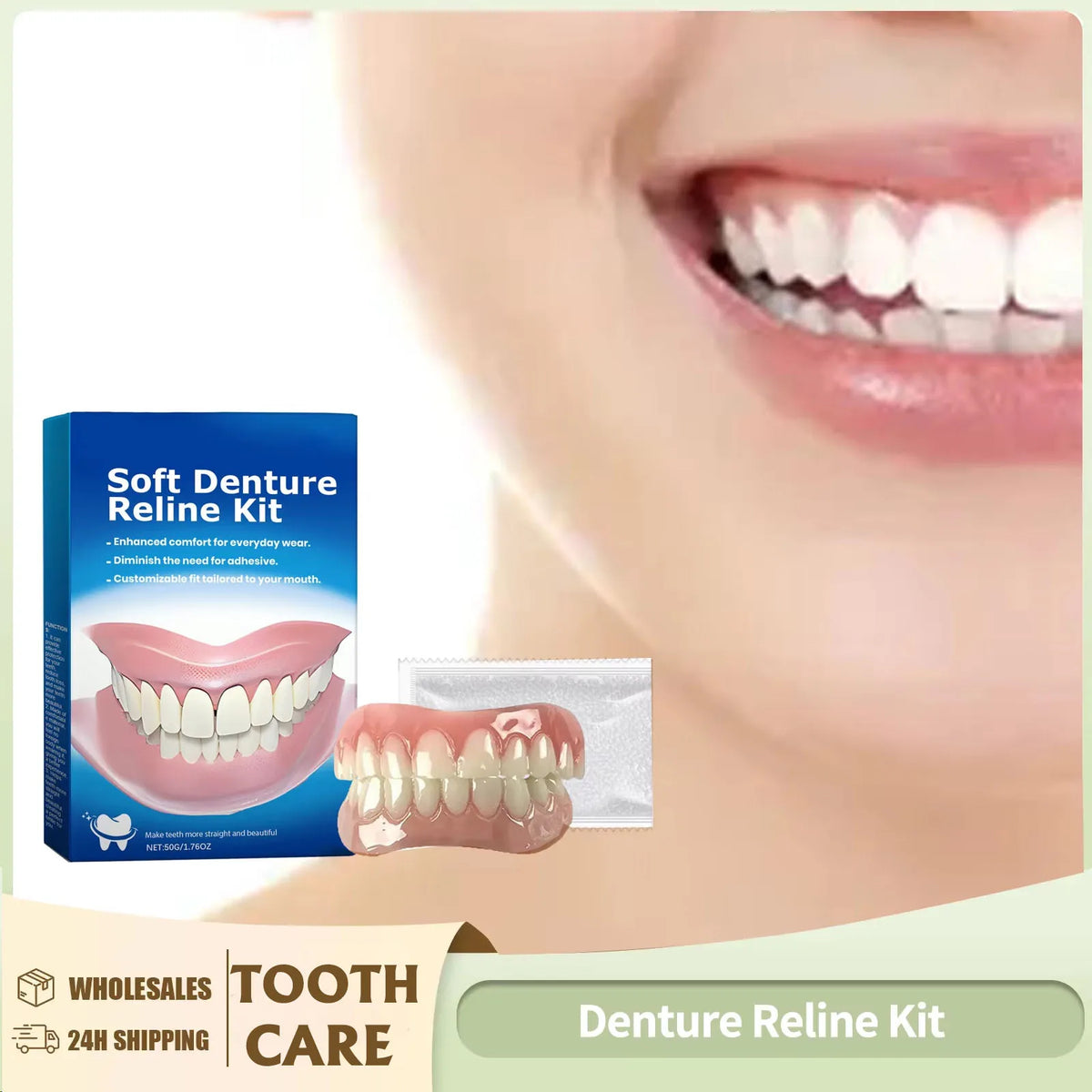 Denture Reline Kit Silicone Soft Liner & Teeth Cover 50g
