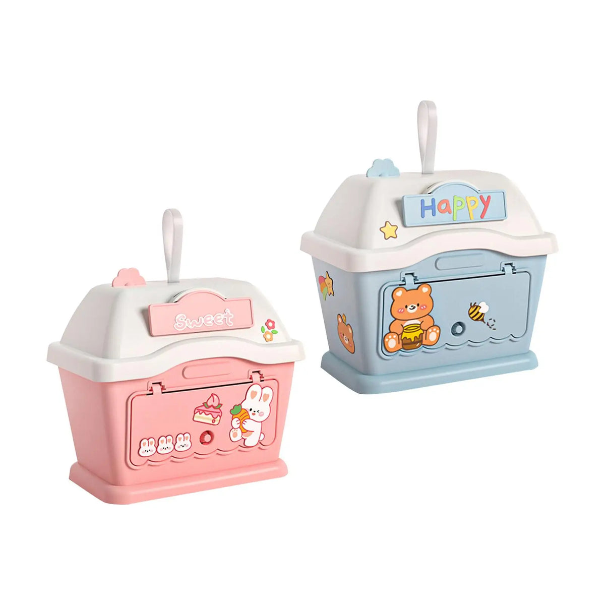 House Piggy Bank with DIY Stickers & Key – Kids Money Box