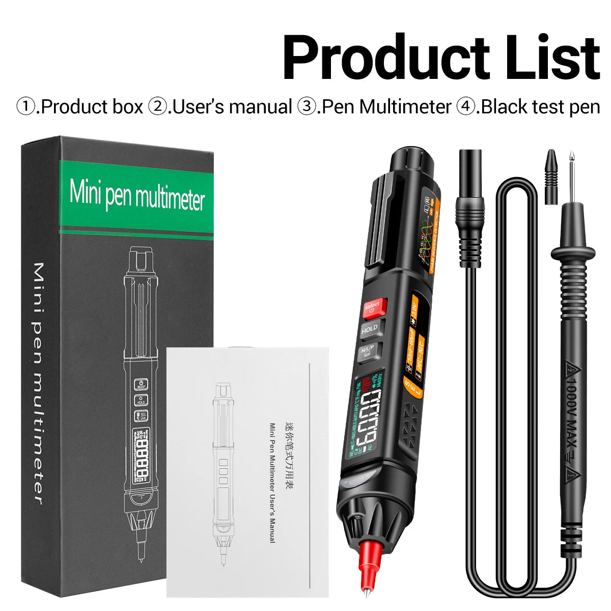 Professional Digital Pen Multimeter 6000 Counts Auto Range