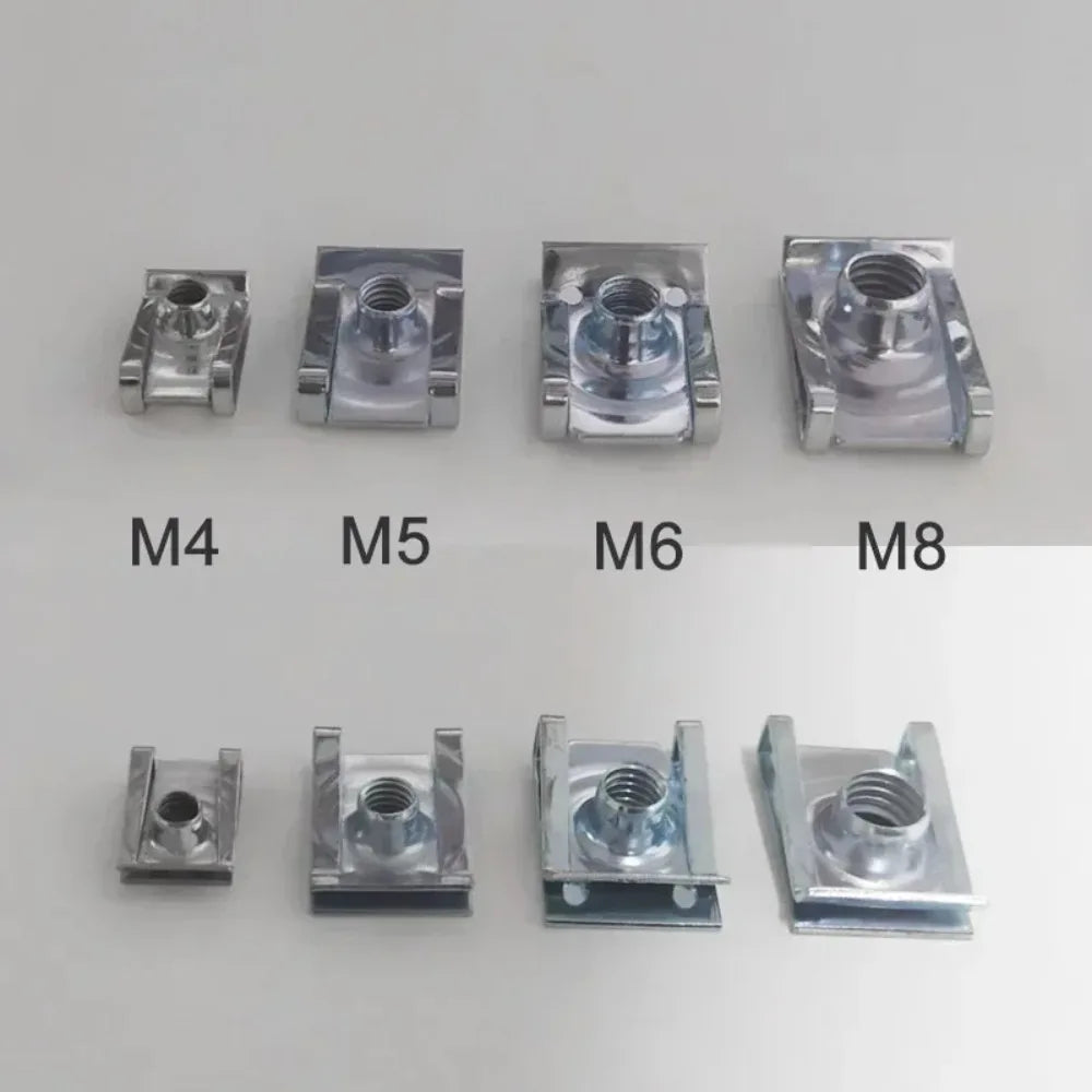 U-Type Mounting Clips M4 M5 M6 M8 Spring Steel Speed Nuts 10pc