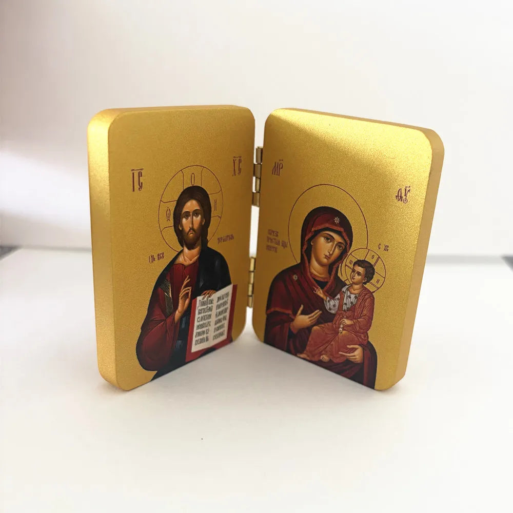 Wooden Orthodox Diptych Icon – Jesus Christ & Virgin Mary