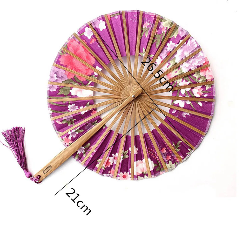 Round Bamboo Folding Fan – Chinese Style Tassel | Party Gift