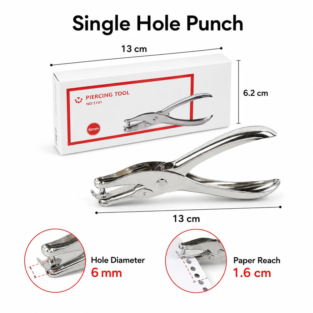 6mm Heavy Duty Handheld Single Hole Punch with Chip Collector