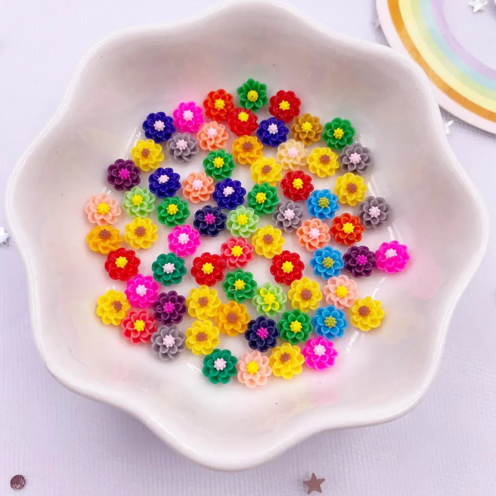 100pcs Resin Flower Flatback Rhinestones – Nail Art & DIY Craft