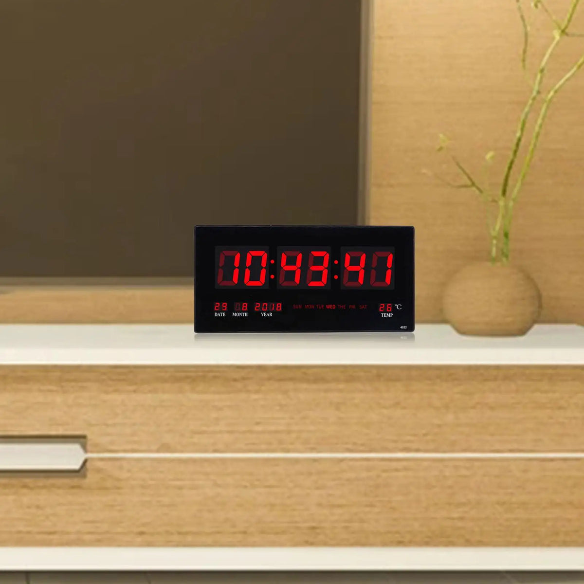 Silent LED Wall Clock – Date, Temperature & Night Display