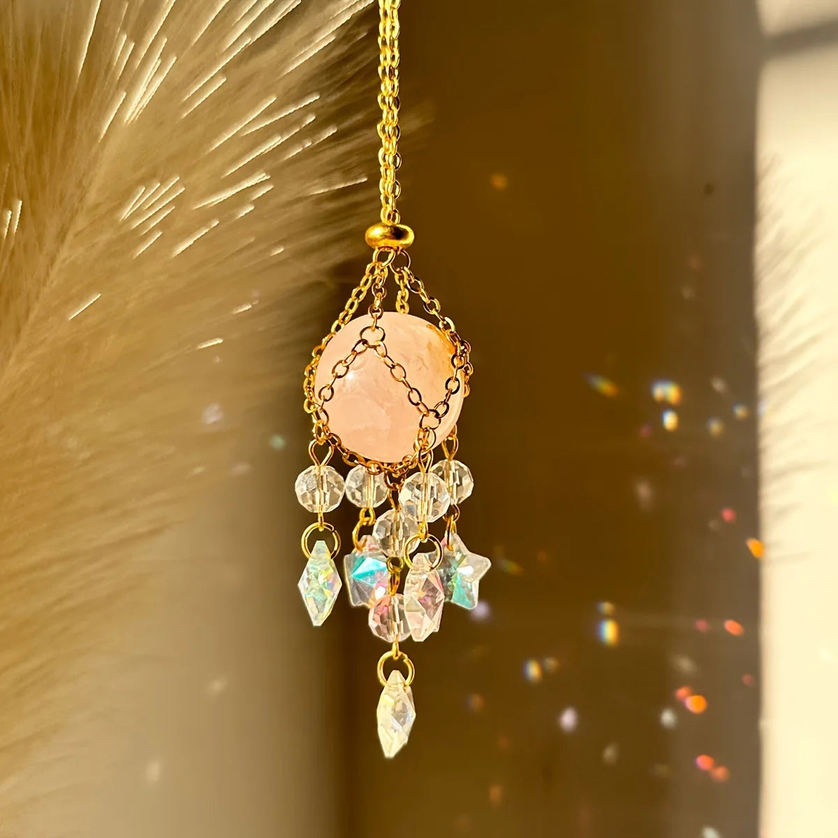 Natural Stone Woven Sun Catcher – Window & Home Hanging Decor