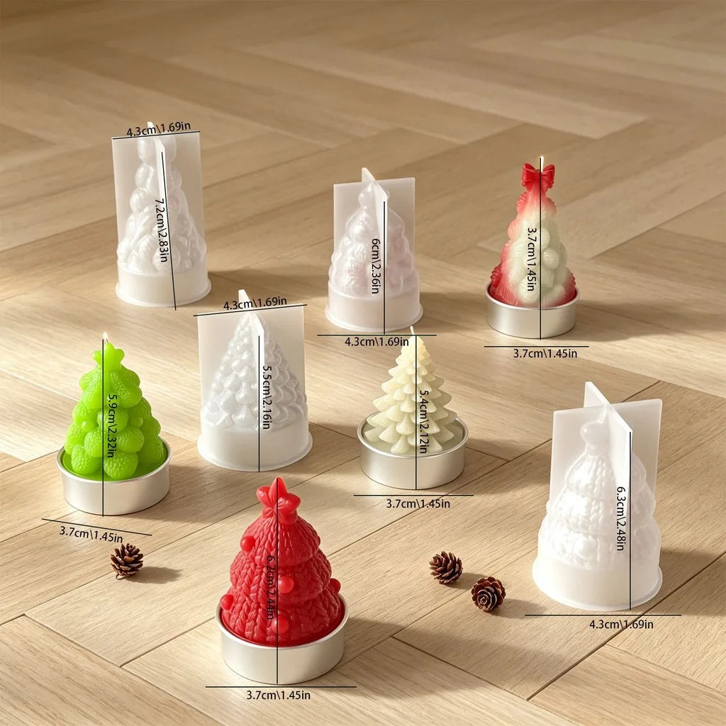 3D Christmas Tree Silicone Candle Mold – 4 Texture Styles