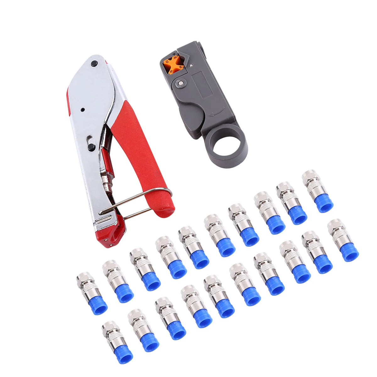 RG6/RG59 Coaxial Cable Stripper & Compression Crimping Tool Kit