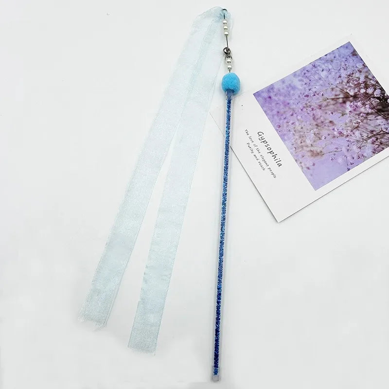 Feather & Bell Cat Wand Toy – Handheld Tickle Wand