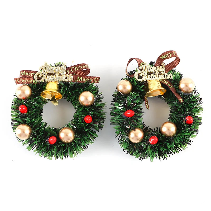 Mini Christmas Wreath Bell Pendants – 2 Pack, 55mm Ornaments