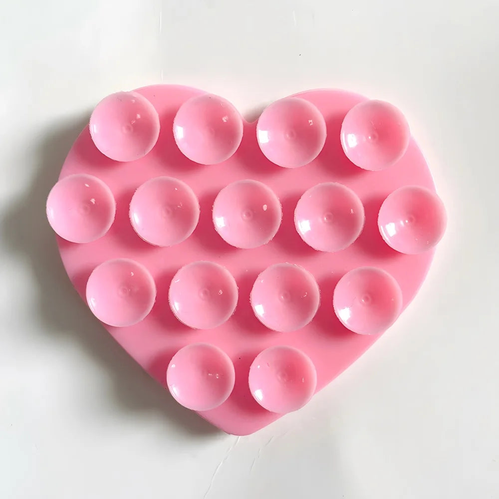 Heart-Shaped Silicone Suction Cup Phone Holder | Anti-Slip