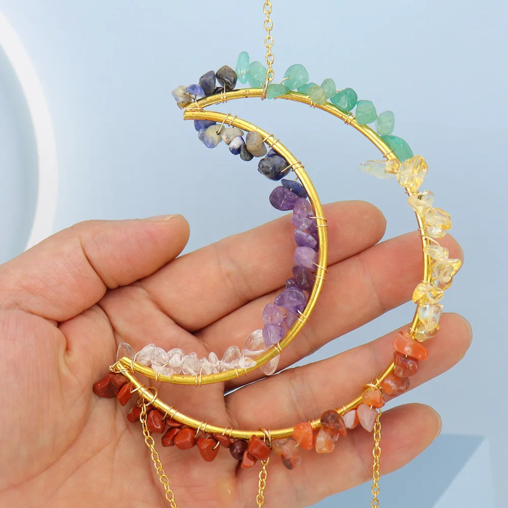 Moon Crystal Suncatcher – Rainbow Hanging Window Decor