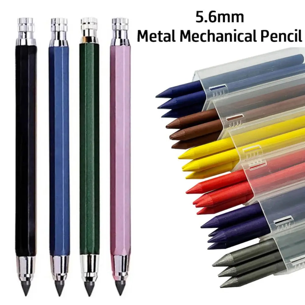 5.6mm Metal Mechanical Clutch Pencil – 2B 4B 6B 8B Art Lead