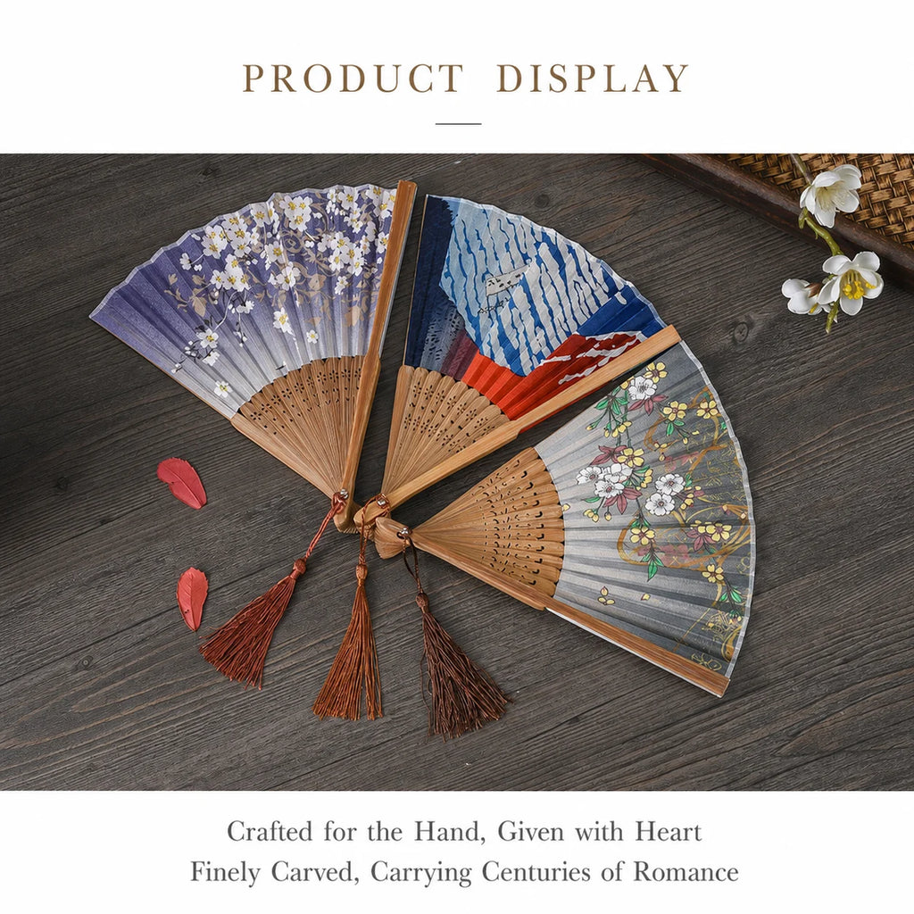 Silk Bamboo Japanese Folding Hand Fan – Gift & Style Accessory