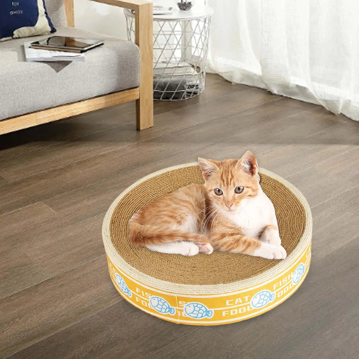 Kesoto Round Sisal Cat Scratcher Lounge Bed | Furniture Guard