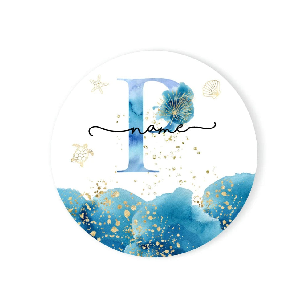 Personalized Ceramic Coaster – Custom Name & Ocean Design Gift