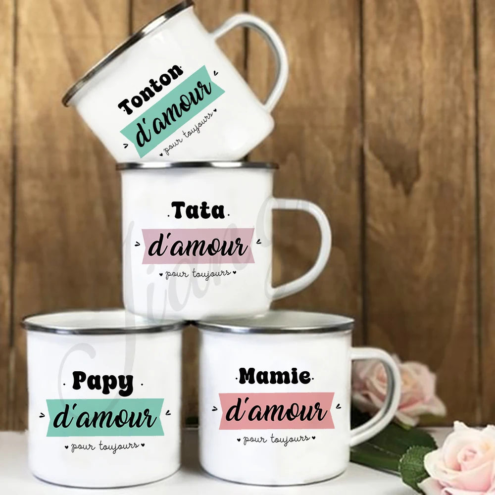 French Print Enamel Mug – Creative Coffee Cup Gift