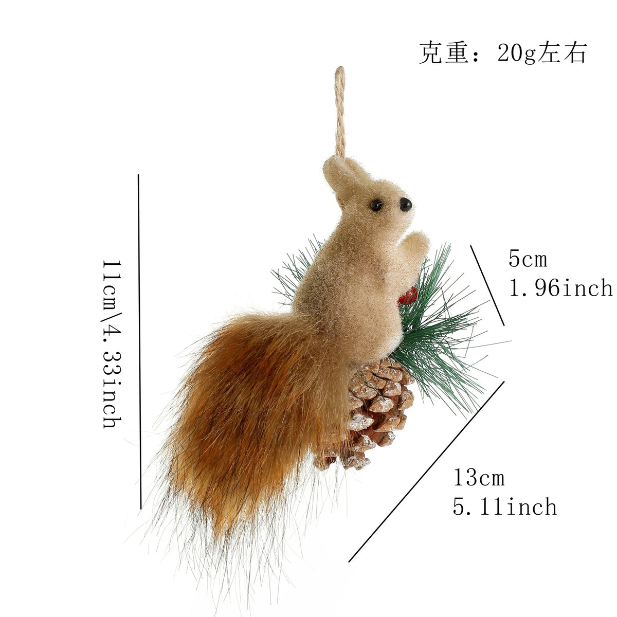 Squirrel Plush Christmas Ornament – Woodland Holiday Décor