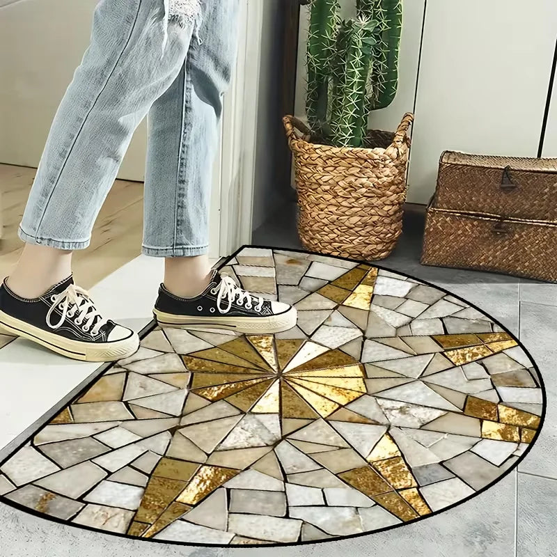 Semi-Circular Geometric Mosaic Door Mat – Indoor & Outdoor