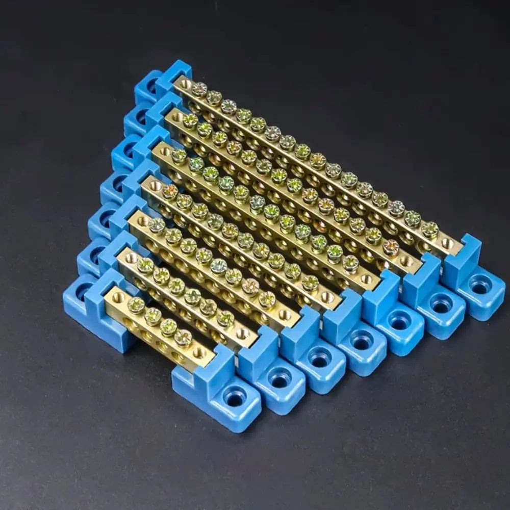 6×9mm Copper Ground Bus Bar | 4–12 Hole Terminal Block