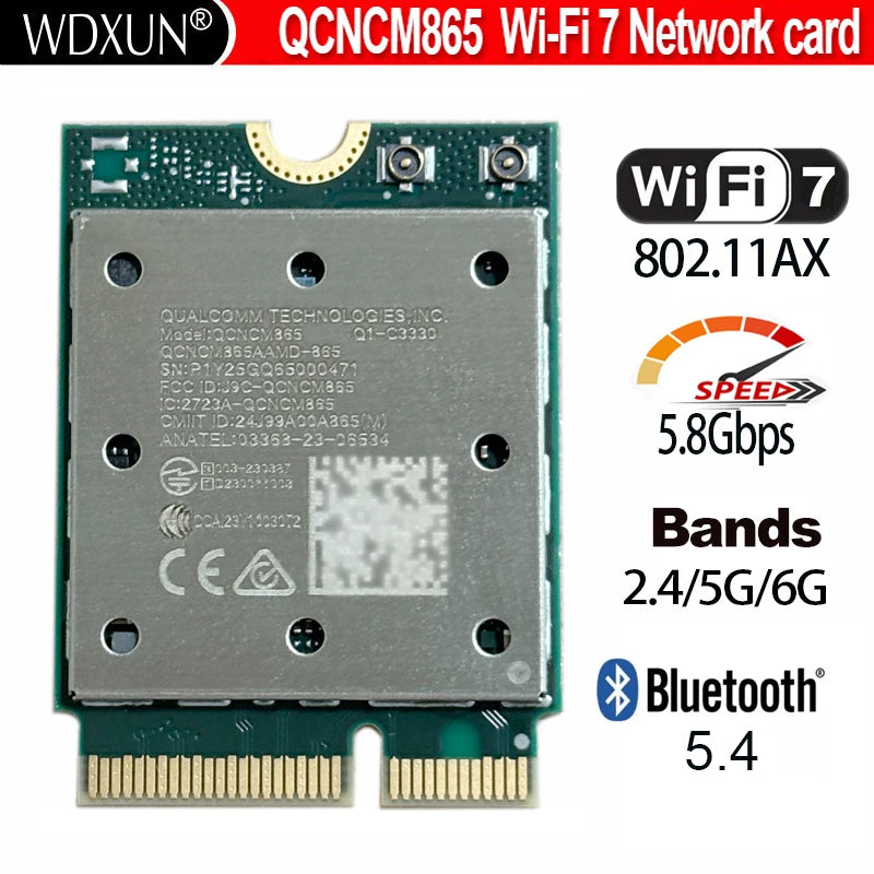 WDXUN QCNCM865 Wi-Fi 7 Bluetooth 5.4 NGFF Combo Module
