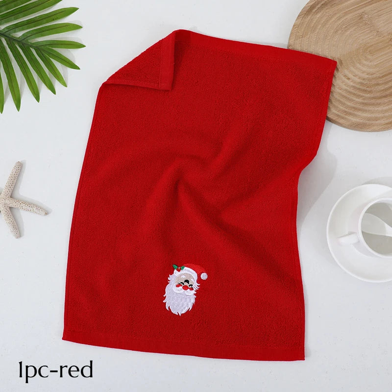 Vintage Christmas Cotton Towels – Santa & Reindeer Design