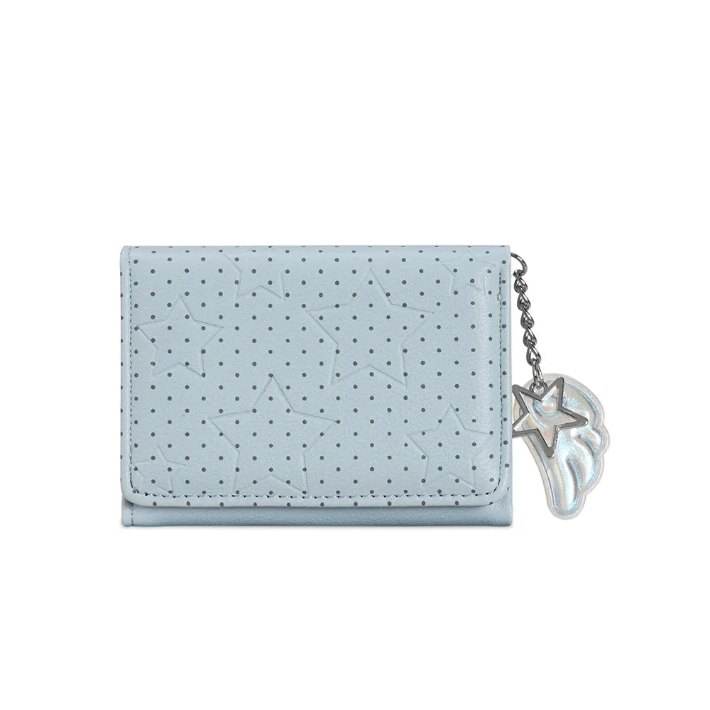 Y2K Tri-Fold PU Wallet – Star Dot Coin Purse & Card Holder
