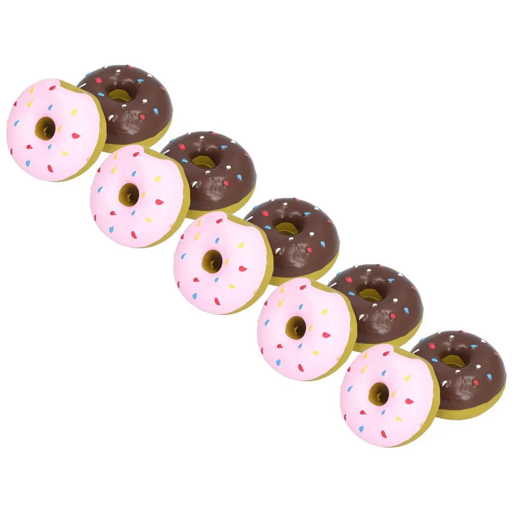 10-Pack Latex Donut Squeaky Dog Toys – Puppy Chew Set