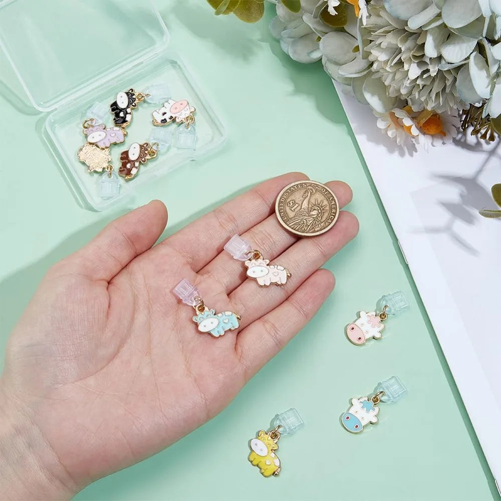 10-Pack USB-C Dust Plug Charms – Alloy Enamel Cow Port Caps