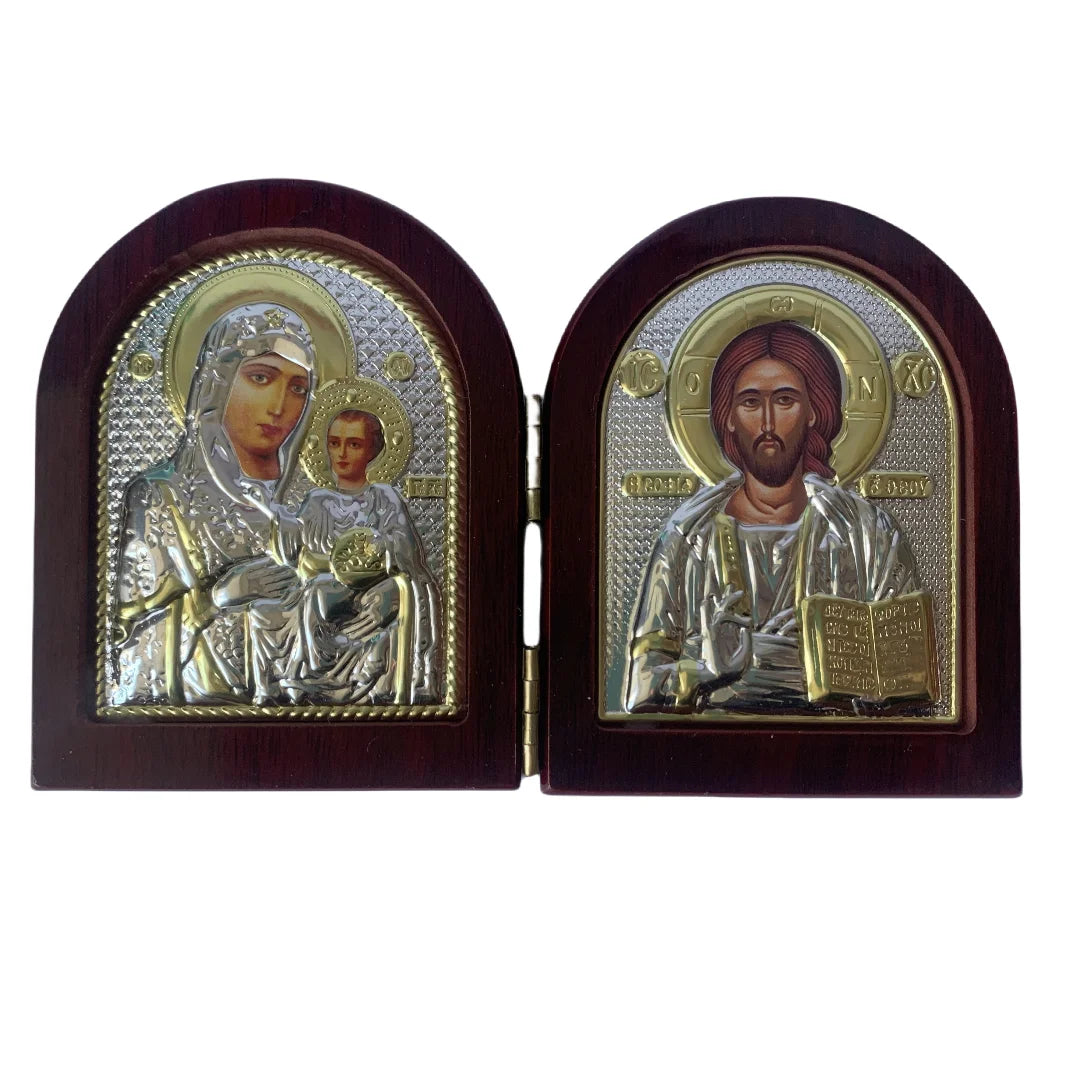 Jesus & Virgin Mary Wood Orthodox Icon | Religious Gift Decor