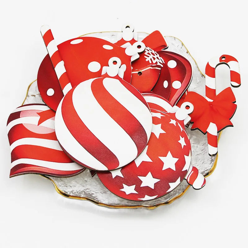 12-Pc Colorful Wooden Lollipop Christmas Tree Ornaments
